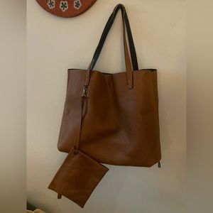 Reversible vegan leather tote